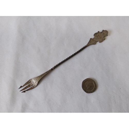 74 - HM silver pickle fork c1886