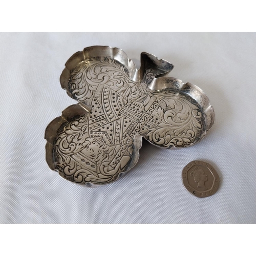 75 - HM silver leaf shaped dish c1884 weight 52grams