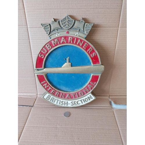 93 - cast metal WW2 Submariners International British Section Regimental Plaque 31cm high