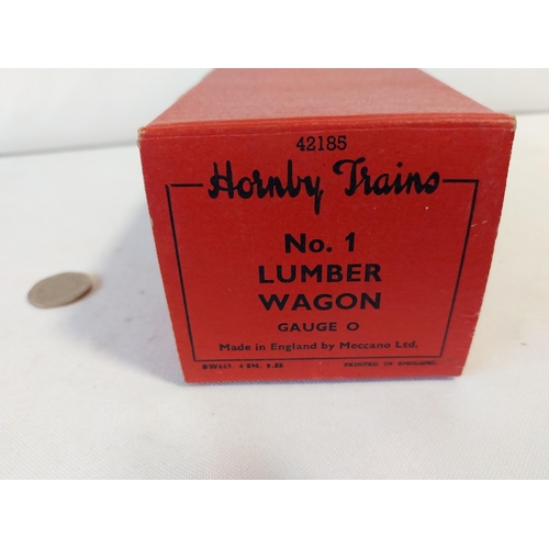 10 - Vintage boxed Hornby O gauge rolling stock Lumber Wagon