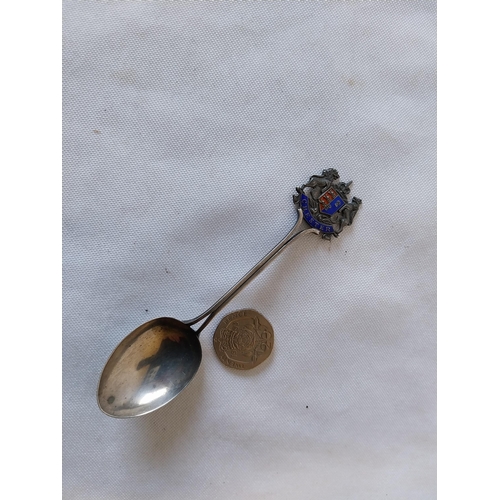 302 - HM Silver & enamel tea spoon c1905