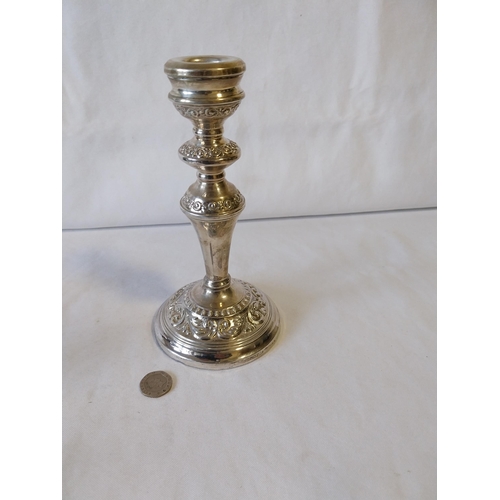 305 - HM silver large candlestick marks rubbed