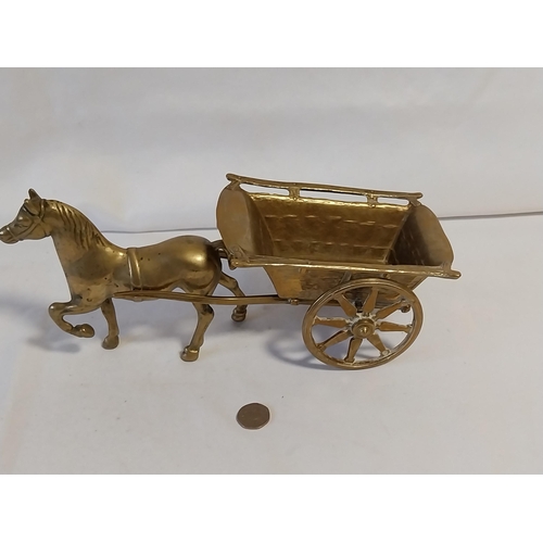 386 - brass horse & cart