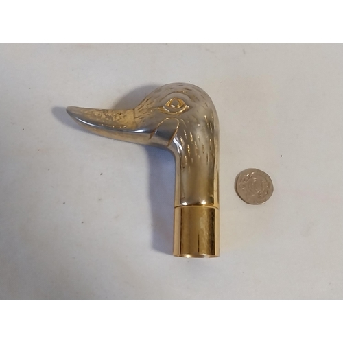 44 - brass ducks head walkingstick top