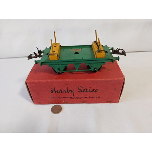 8 - Vintage boxed Hornby O gauge rolling stock Lumber Wagon