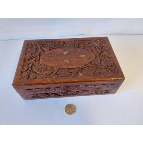 12 - vintage Indian wooden box with brass inlay