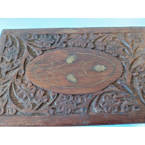 12 - vintage Indian wooden box with brass inlay