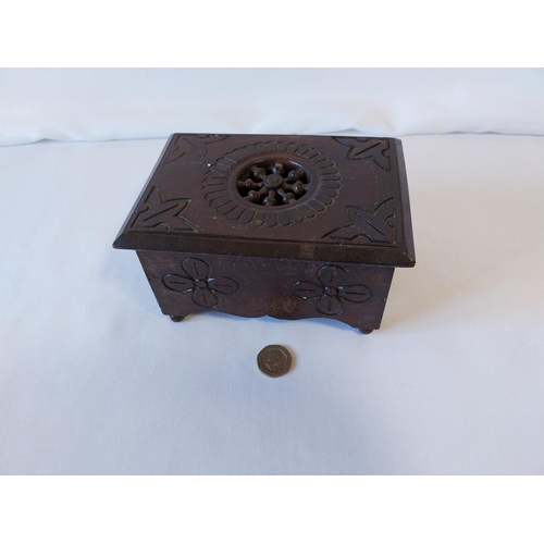 14 - vintage hand carved wooden box