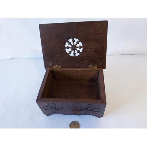 14 - vintage hand carved wooden box