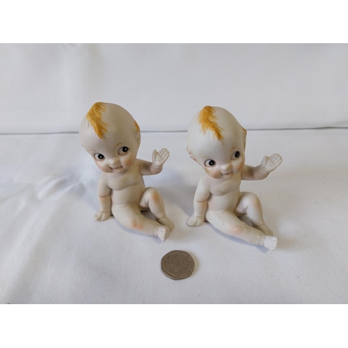 190 - 2 Porcelain Bisque Kewpie Doll Figurines