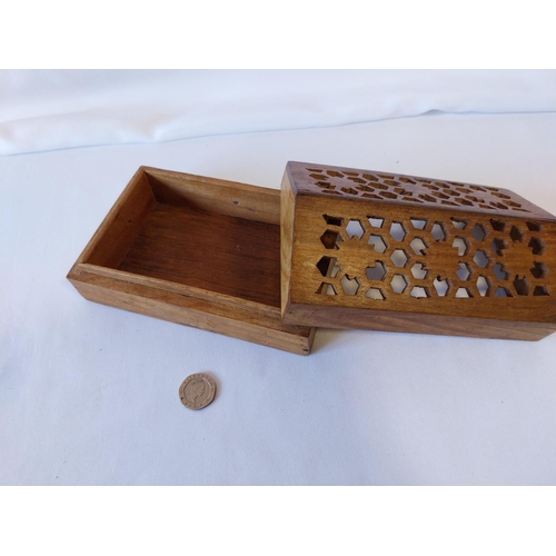 192 - vintage Hand carved wooden box