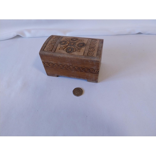 194 - vintage hand carved wooden box