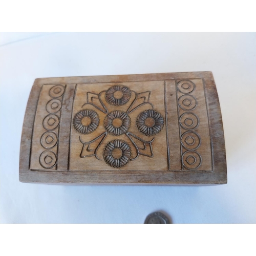 194 - vintage hand carved wooden box