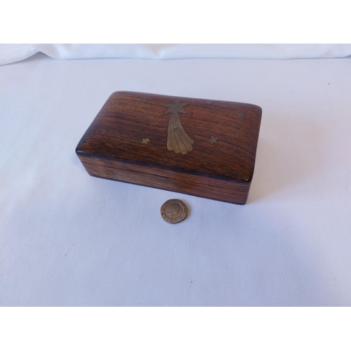 195 - vintage wooden box with brass inlay