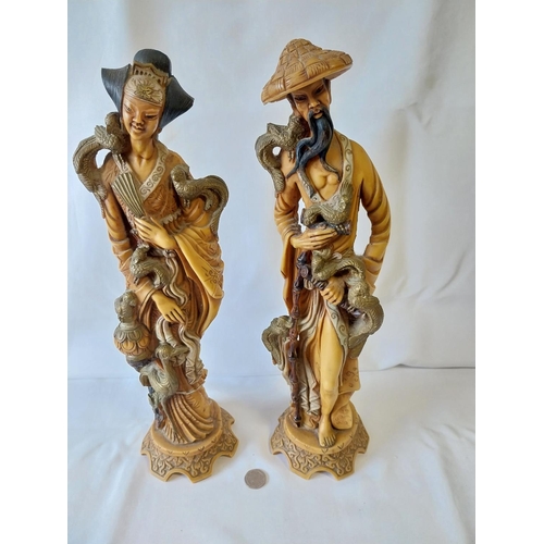 205 - pair of Vintage Oriental Japanese Resin Sculpture