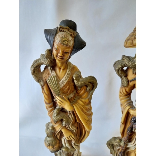 205 - pair of Vintage Oriental Japanese Resin Sculpture