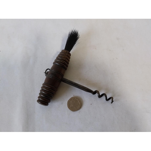 364 - vintage bottle cork screw with brush