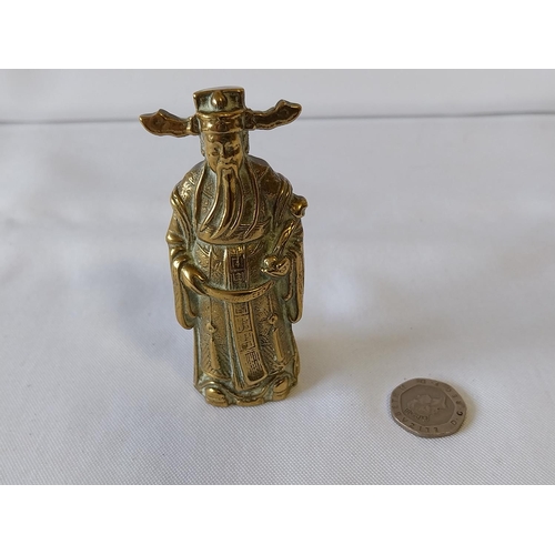 182 - heavy solid brass Chinese figure