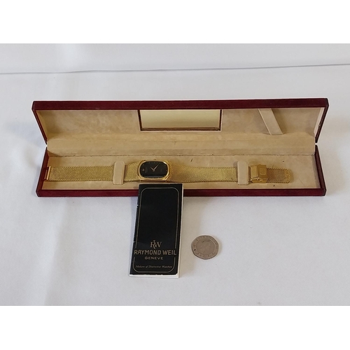 192 - genuine gold plated Raymond Weil watch box & paperwork