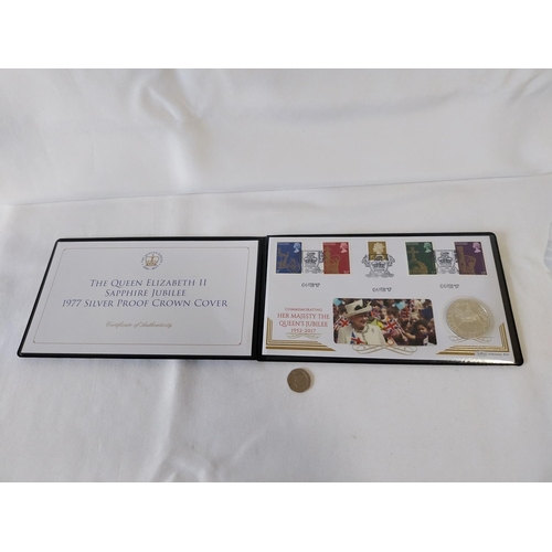 208 - Sapphire Jubilee 1st day cover with solid silver crown