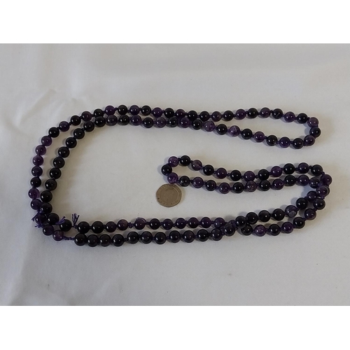 234 - long & heavy amethyst bead necklace