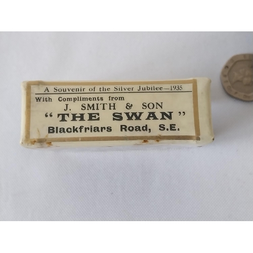 252 - 1935 Silver Jubilee enamelled matchbox holder & 1 other