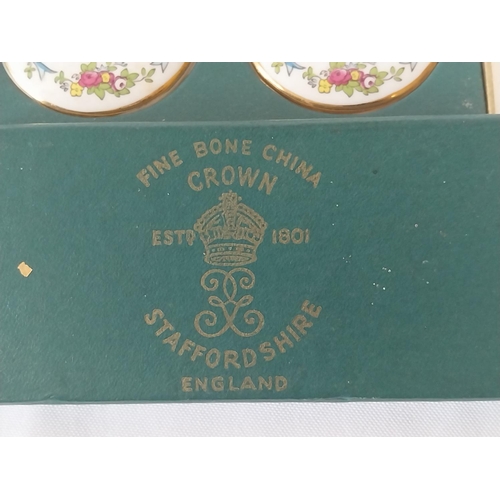 254 - pair of Crown Staffordshire bone china decanter labels boxed