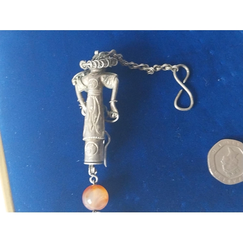 30 - antique Silver Chinese repousse chatelaine figure ornament