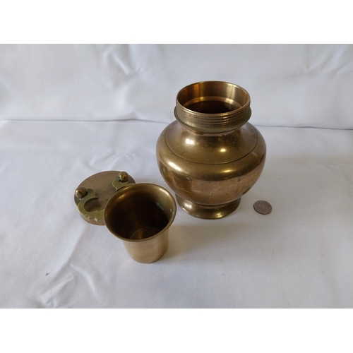 117 - vintage solid brass Kooja water carrier with cup