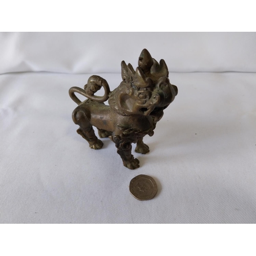 120 - Tibetan foo dog brass/bronze