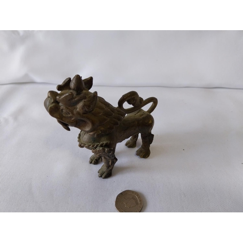 120 - Tibetan foo dog brass/bronze