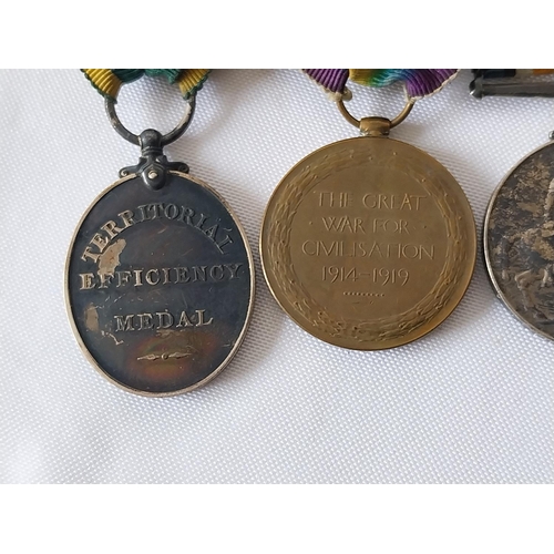 148 - WW1 set of medals including Territorial Efficiency Medal 1124 SJT.A.W.WOODBRIDGE. R.A.