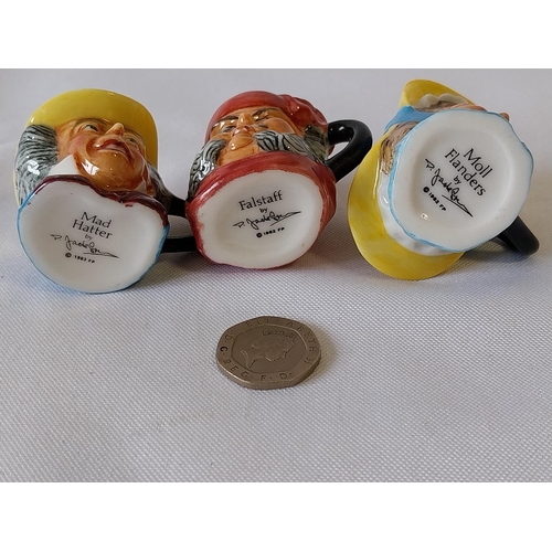 258 - 3 Franklin Mint Miniature Toby Jug collection by Peter Jackson 1982