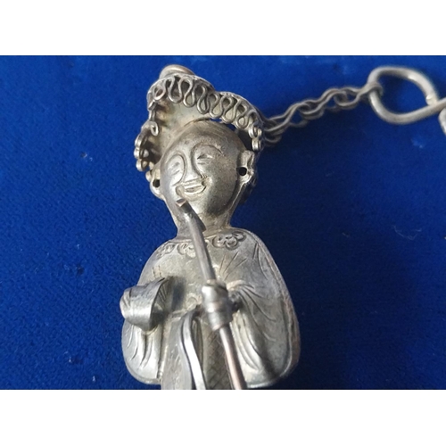 72 - antique Silver Chinese repousse chatelaine figure ornament