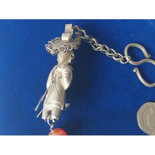 73 - antique Silver Chinese repousse chatelaine figure ornament