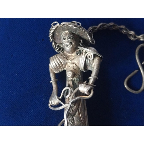 74 - antique Silver Chinese repousse chatelaine figure ornament