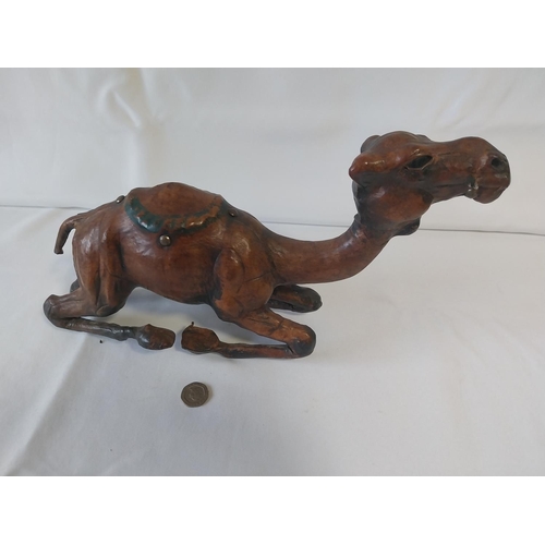 75 - Vintage leather camel with glass eyes