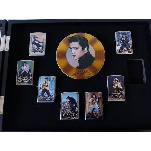 21 - 7 Elvis Zippo lighters all unused in a display box