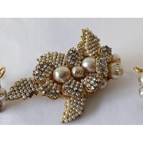 45 - Vintage DeMario brooch & earrings Harrods box