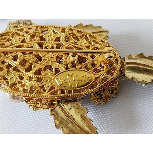 45 - Vintage DeMario brooch & earrings Harrods box