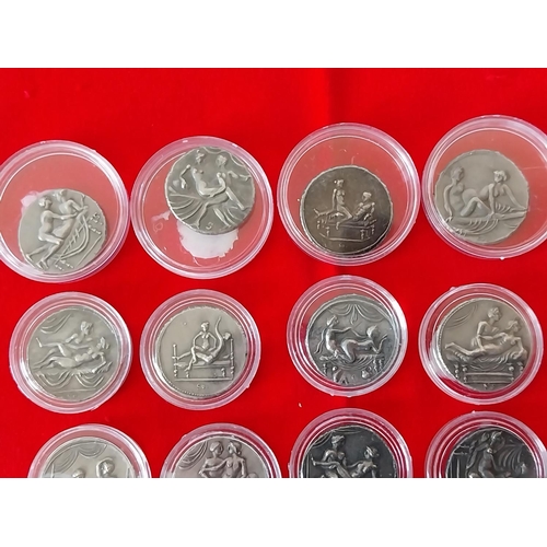 57 - silver plated reproduction set of 16 Roman brothel coins/tokens