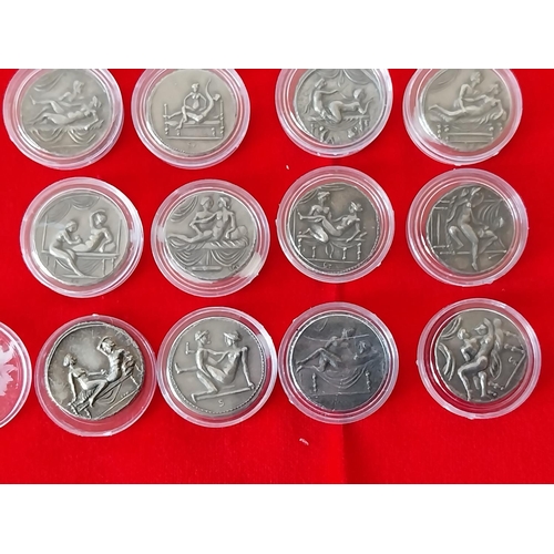 57 - silver plated reproduction set of 16 Roman brothel coins/tokens