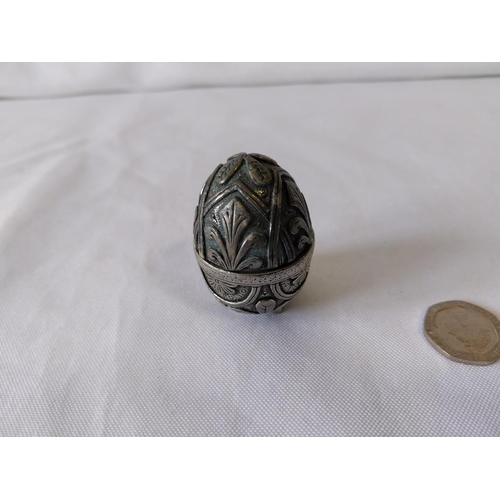 125 - vintage A E Williams egg pewter pin cushion