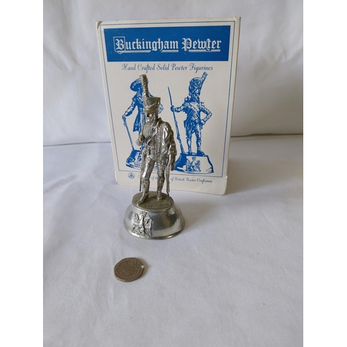 146 - Vintage Chas C Stadden pewter soldier figure boxed Trooper 1st Hussars 1808