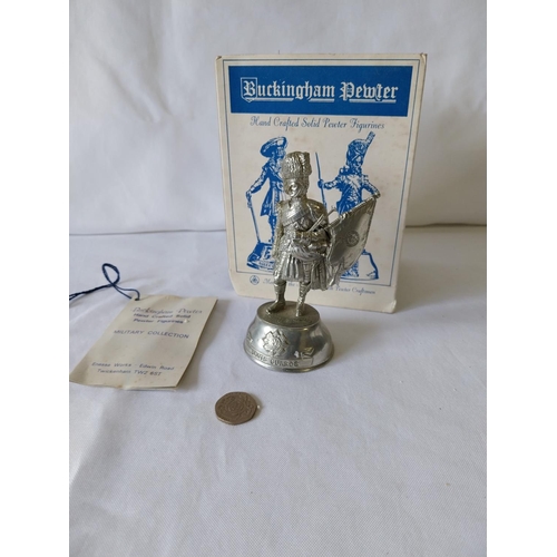 182 - Vintage Chas C Stadden pewter soldier figure boxed Pipe Major 2nd Batt' Scots Guards 1937