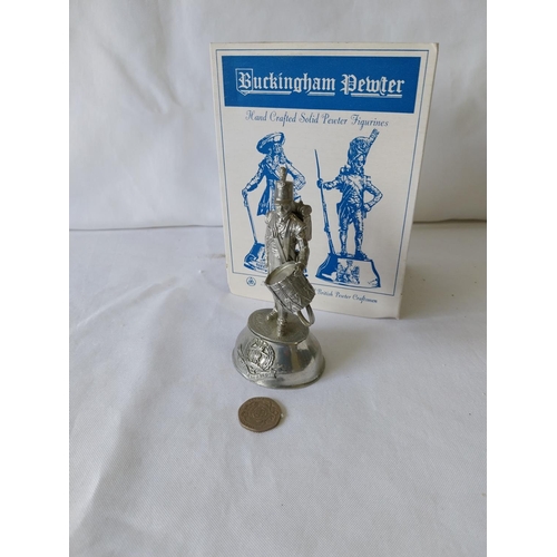 196 - Vintage Chas C Stadden pewter soldier figure boxed Drummer 57th W Middlesex 1811