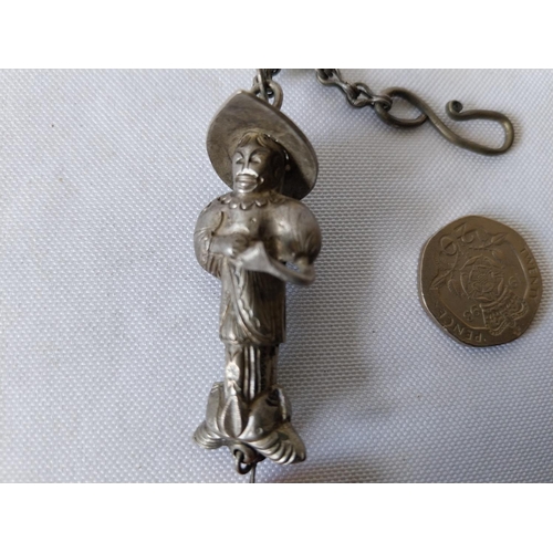 289 - antique Silver Chinese repousse chatelaine figure ornament