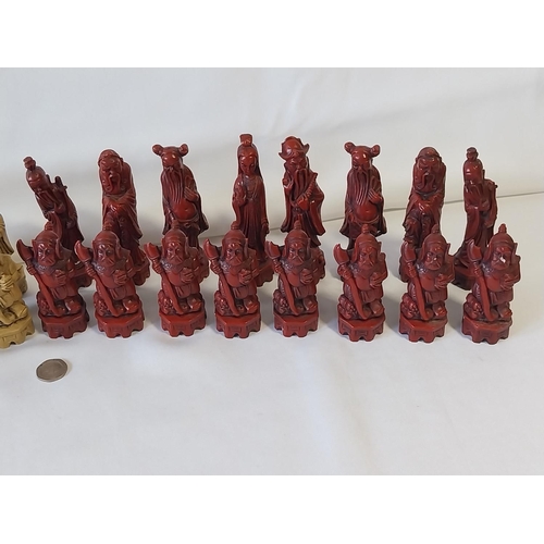 336 - Chinese resin chess set