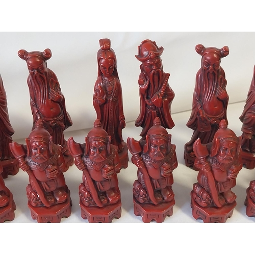 336 - Chinese resin chess set