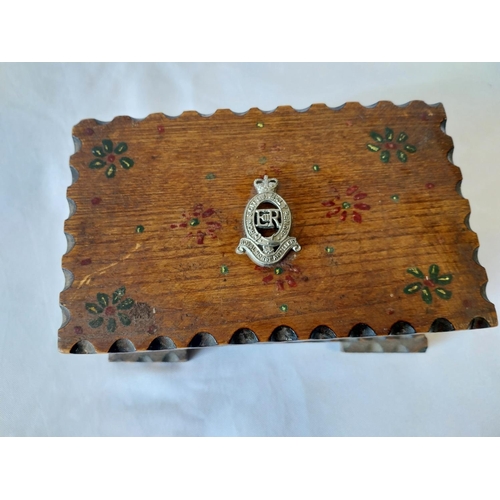 343 - vintage hand crafted box 4th Royal Horse Artillery 1947 replacement badge